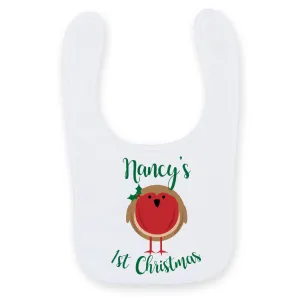 Baby's 1st Christmas Personalised Robin Bib