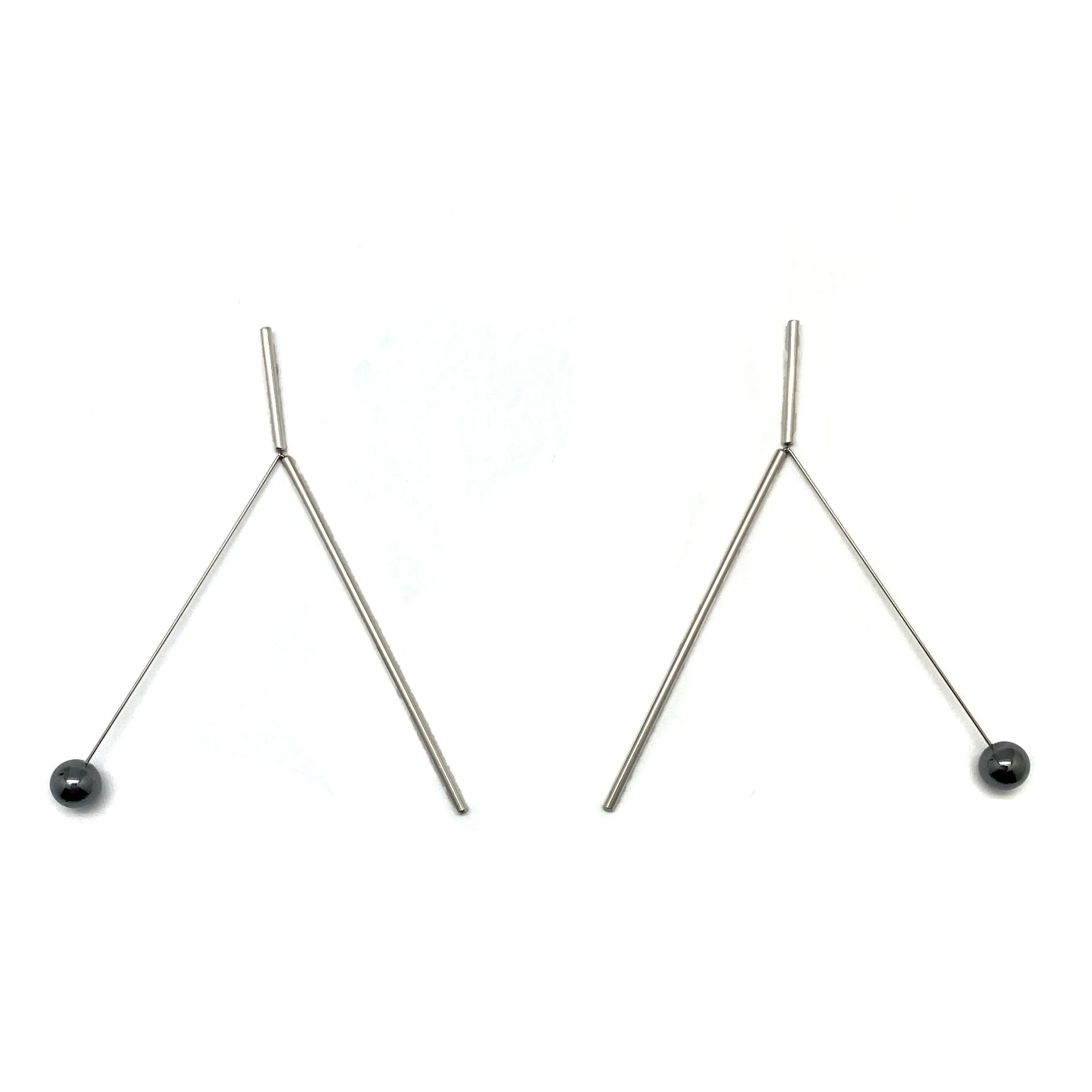 Balancing Hematite Silver Sphere Earrings