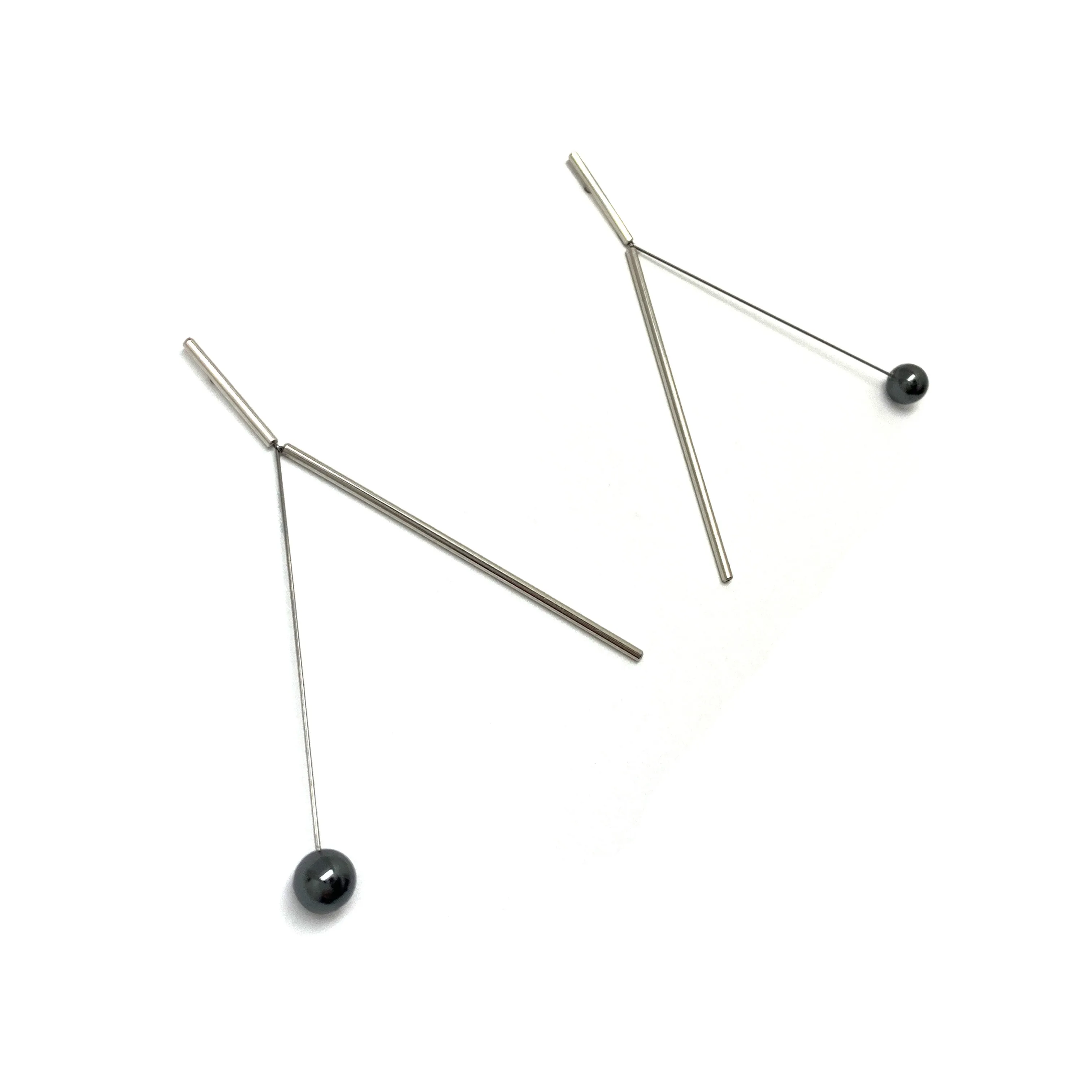 Balancing Hematite Silver Sphere Earrings