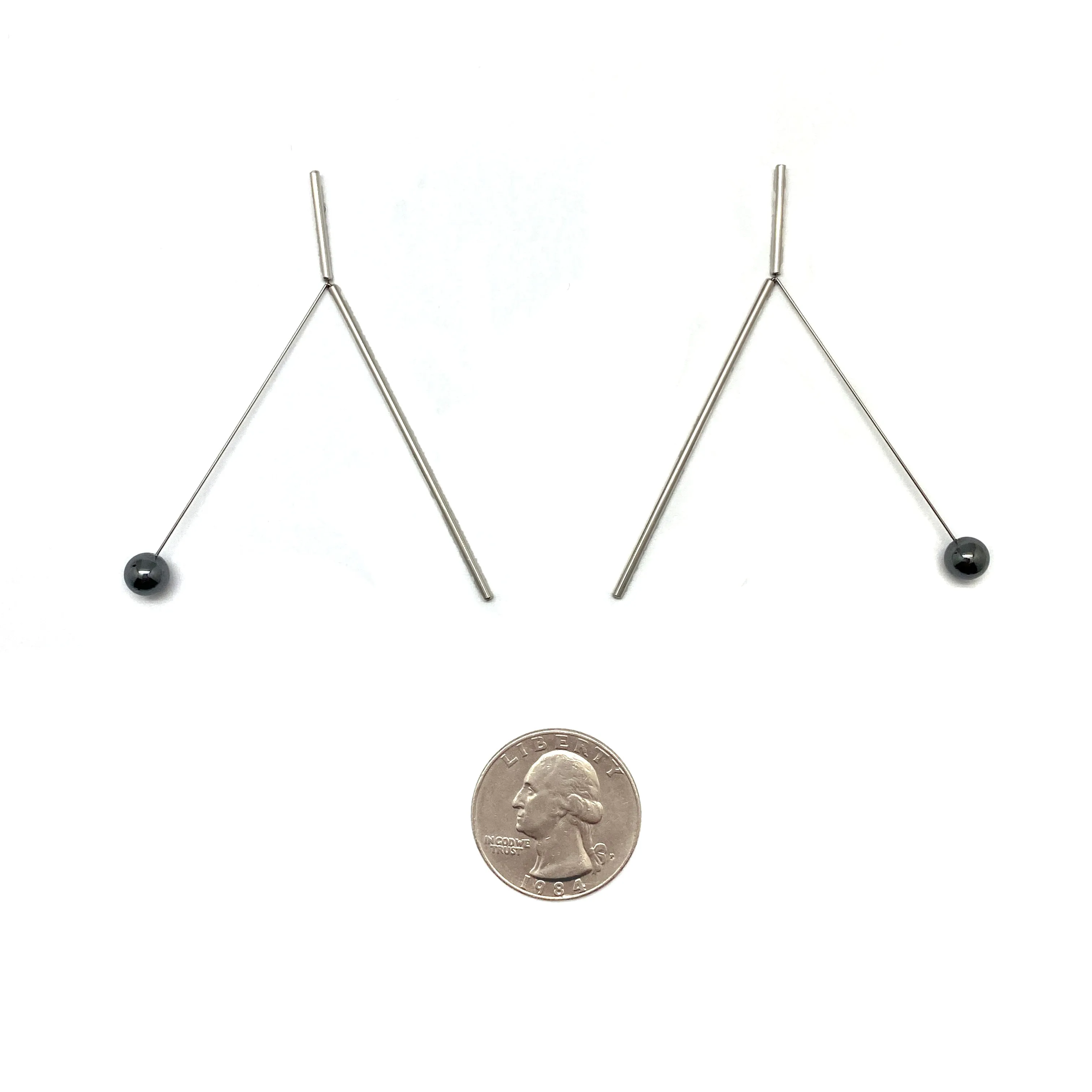 Balancing Hematite Silver Sphere Earrings