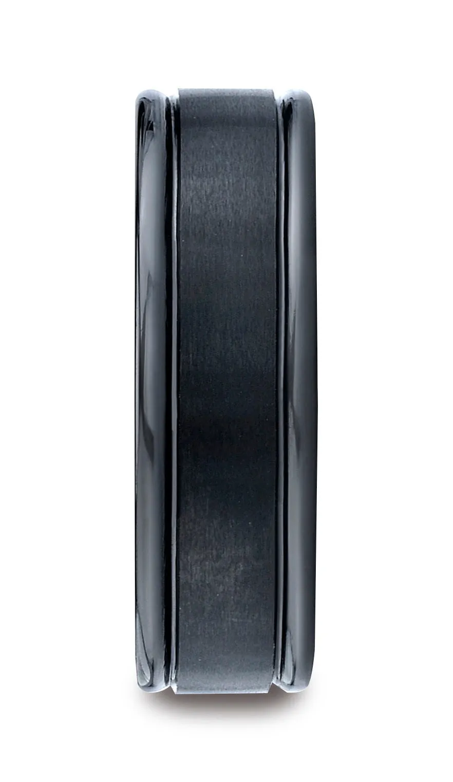 Benchmark Blackened Cobaltchrome 7mm Round Edge Satin Center Comfort-Fit Ring, (Sizes 6-14)