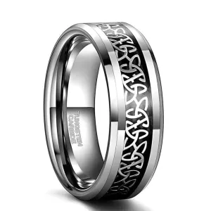 Beveled Tungsten with Celtic Knot Men's Wedding Band