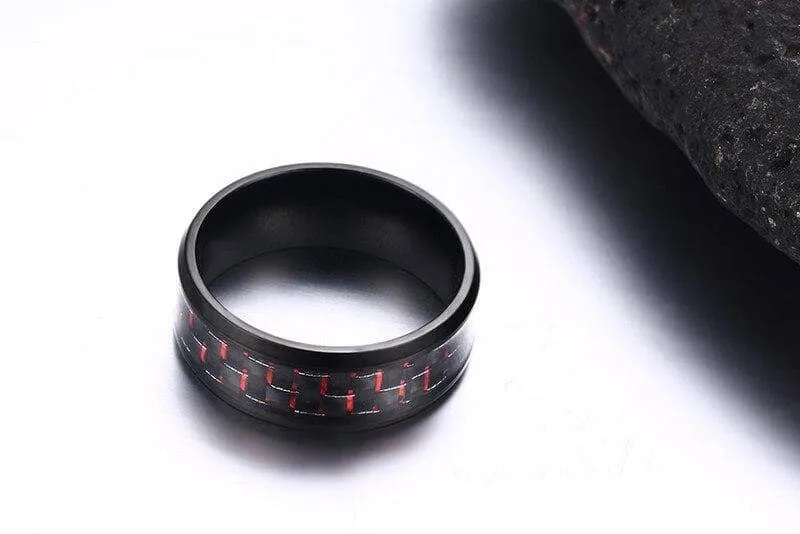 Black and Blue Carbon Pattern Ring Band - Black Diamonds New York