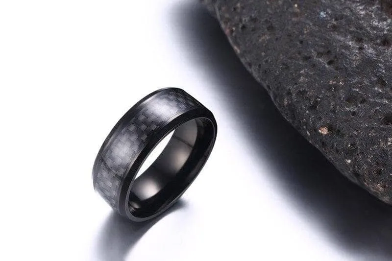 Black and Blue Carbon Pattern Ring Band - Black Diamonds New York