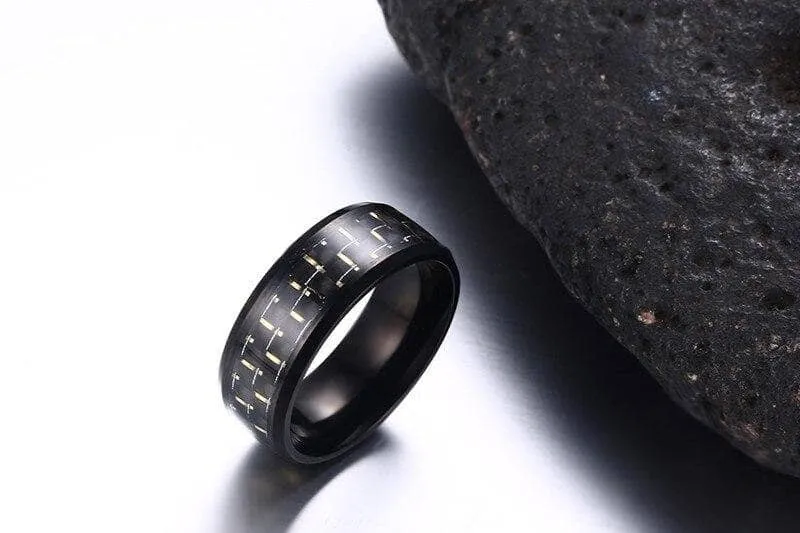 Black and Blue Carbon Pattern Ring Band - Black Diamonds New York