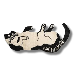 Black and White Cat Shaped Cotton Bath Mat