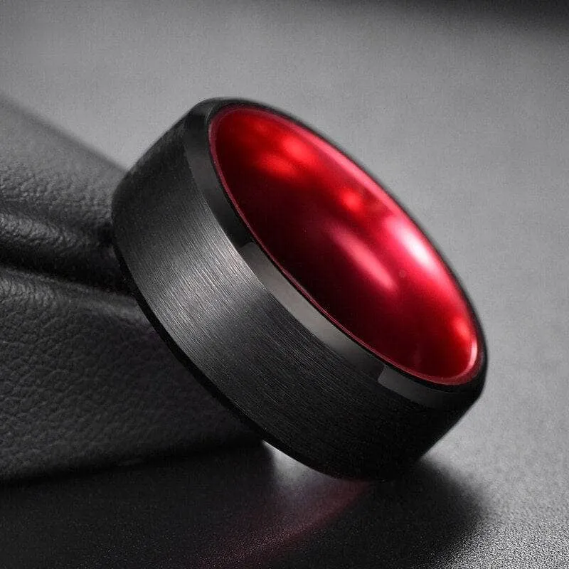 Black Brushed 8mm Tungsten Men's Wedding Band