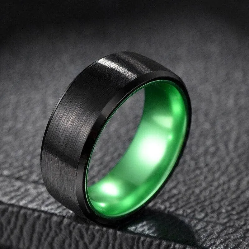 Black Brushed 8mm Tungsten Men's Wedding Band