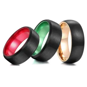 Black Brushed 8mm Tungsten Men's Wedding Band