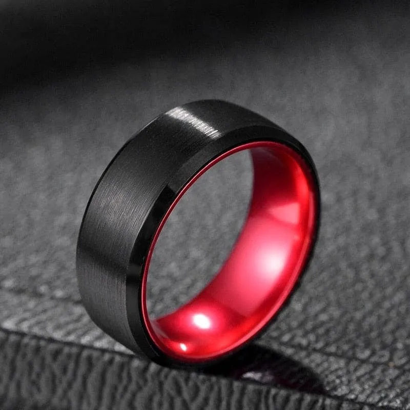 Black Brushed 8mm Tungsten Men's Wedding Band