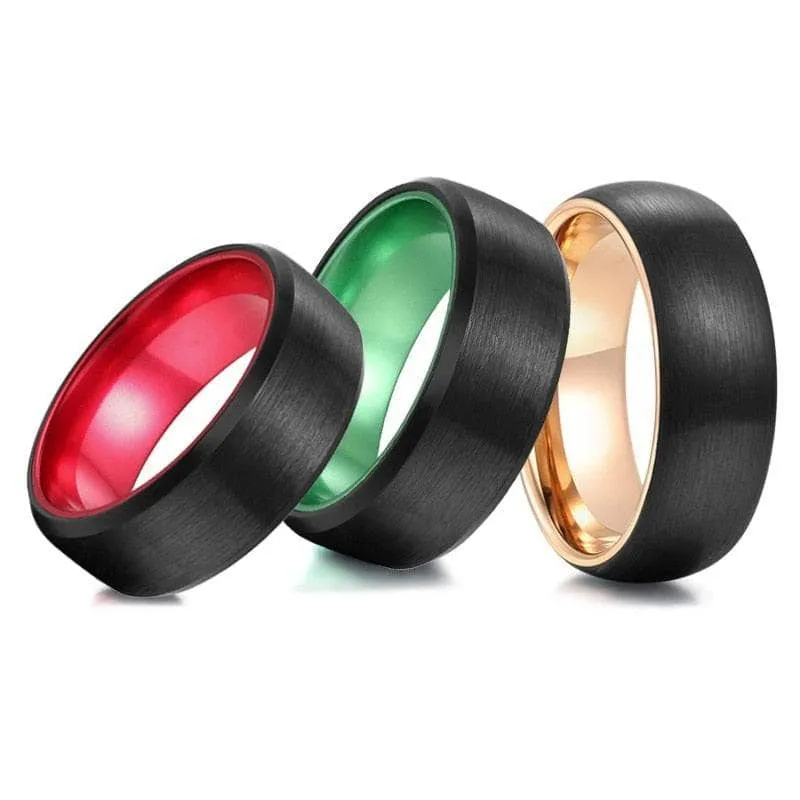 Black Brushed 8mm Tungsten Men's Wedding Band