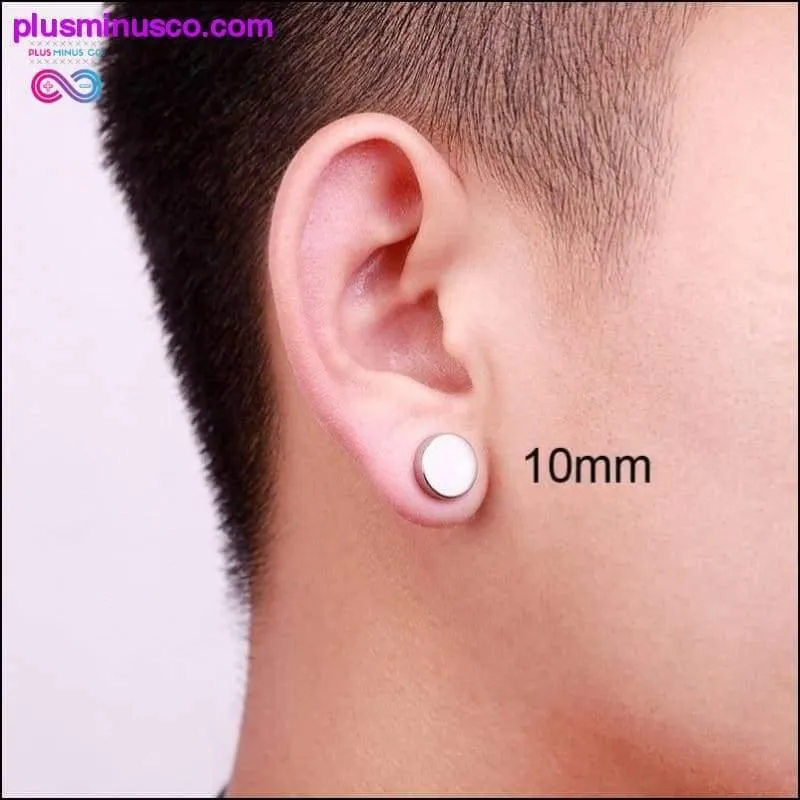 Black Silver Color Magnet Round Circle Punk Stud Stainless