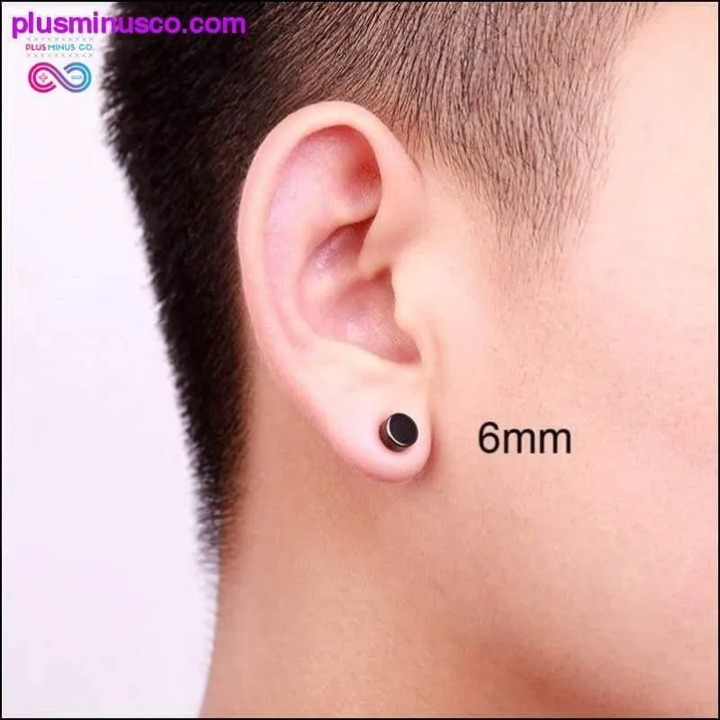 Black Silver Color Magnet Round Circle Punk Stud Stainless
