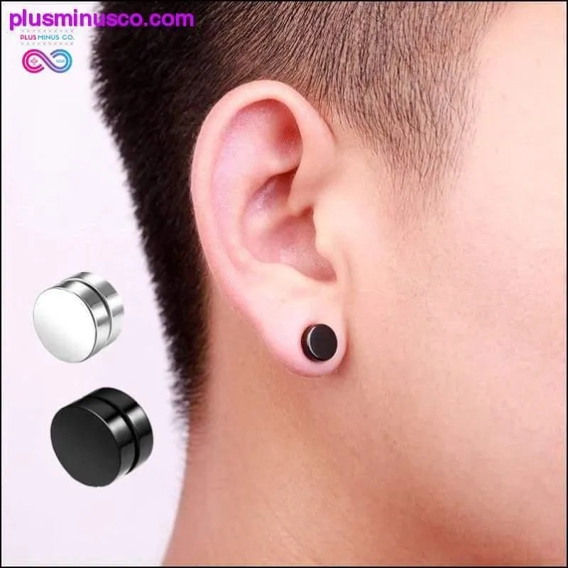 Black Silver Color Magnet Round Circle Punk Stud Stainless