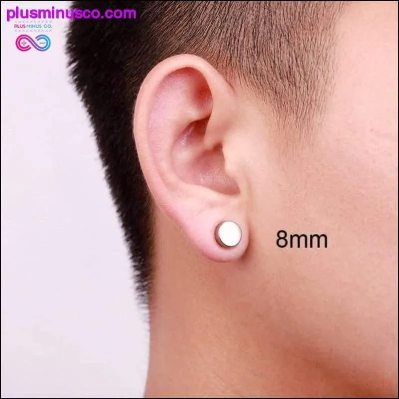 Black Silver Color Magnet Round Circle Punk Stud Stainless
