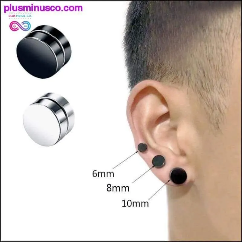 Black Silver Color Magnet Round Circle Punk Stud Stainless