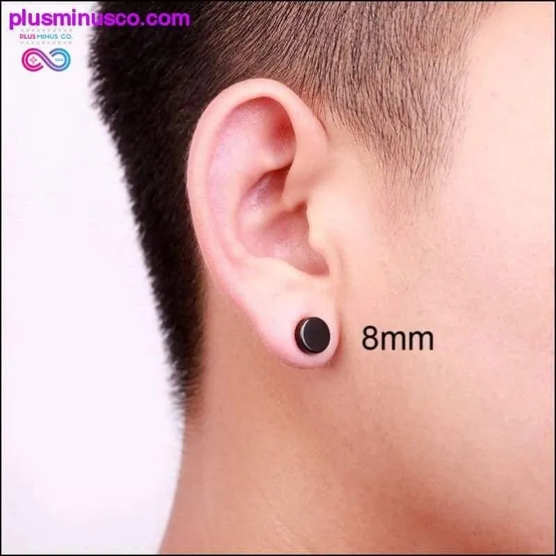 Black Silver Color Magnet Round Circle Punk Stud Stainless