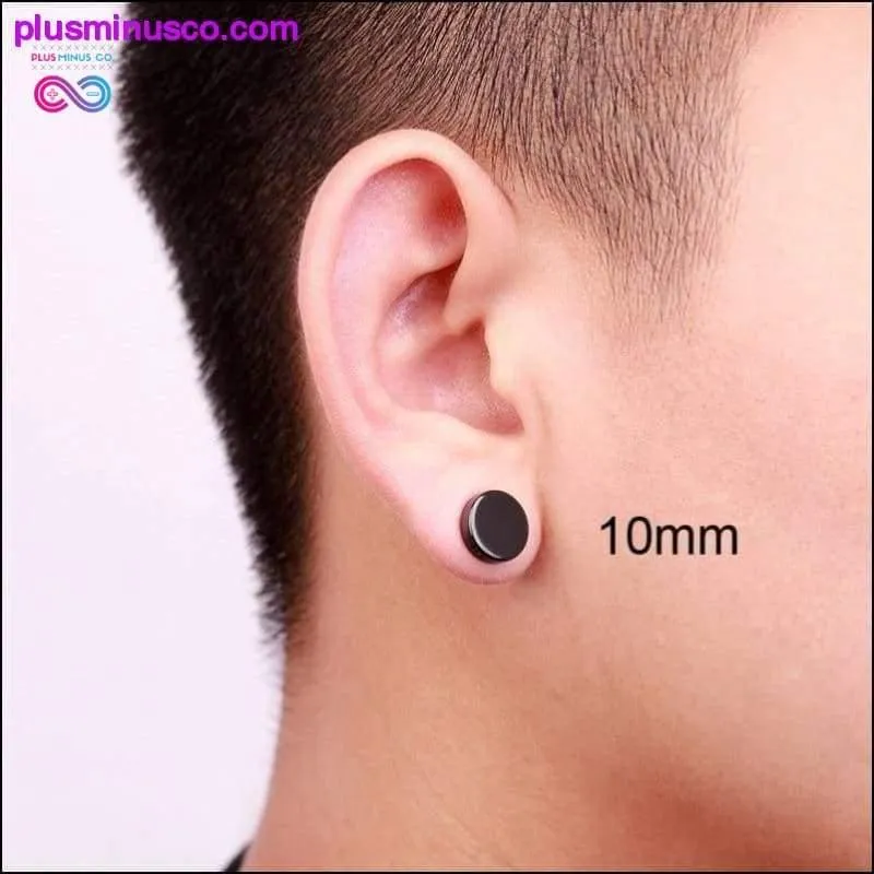 Black Silver Color Magnet Round Circle Punk Stud Stainless