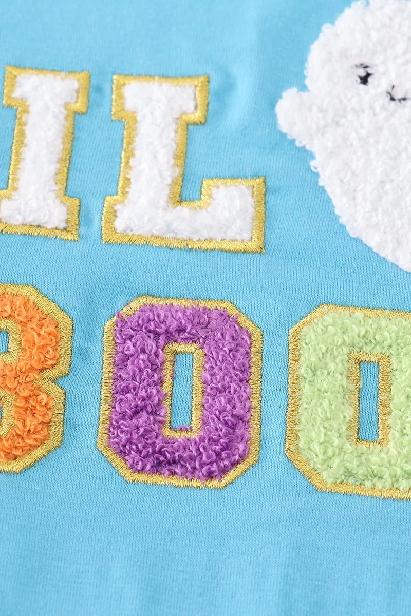 Blue Halloween Lil Boo Chenille Patch Boy Bubble