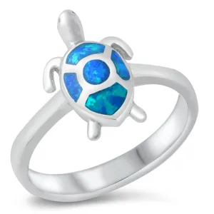 Blue Lab Opal Cute Tiny Turtle Ring New .925 Sterling Silver Band Sizes 5-10