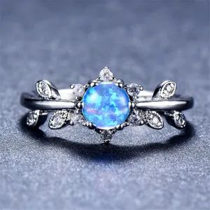 Blue Opal & Cubic Zirconia Botany Ring