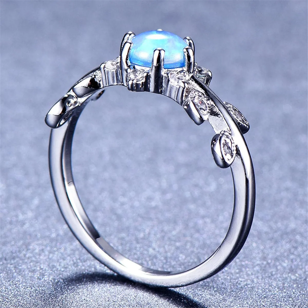 Blue Opal & Cubic Zirconia Botany Ring