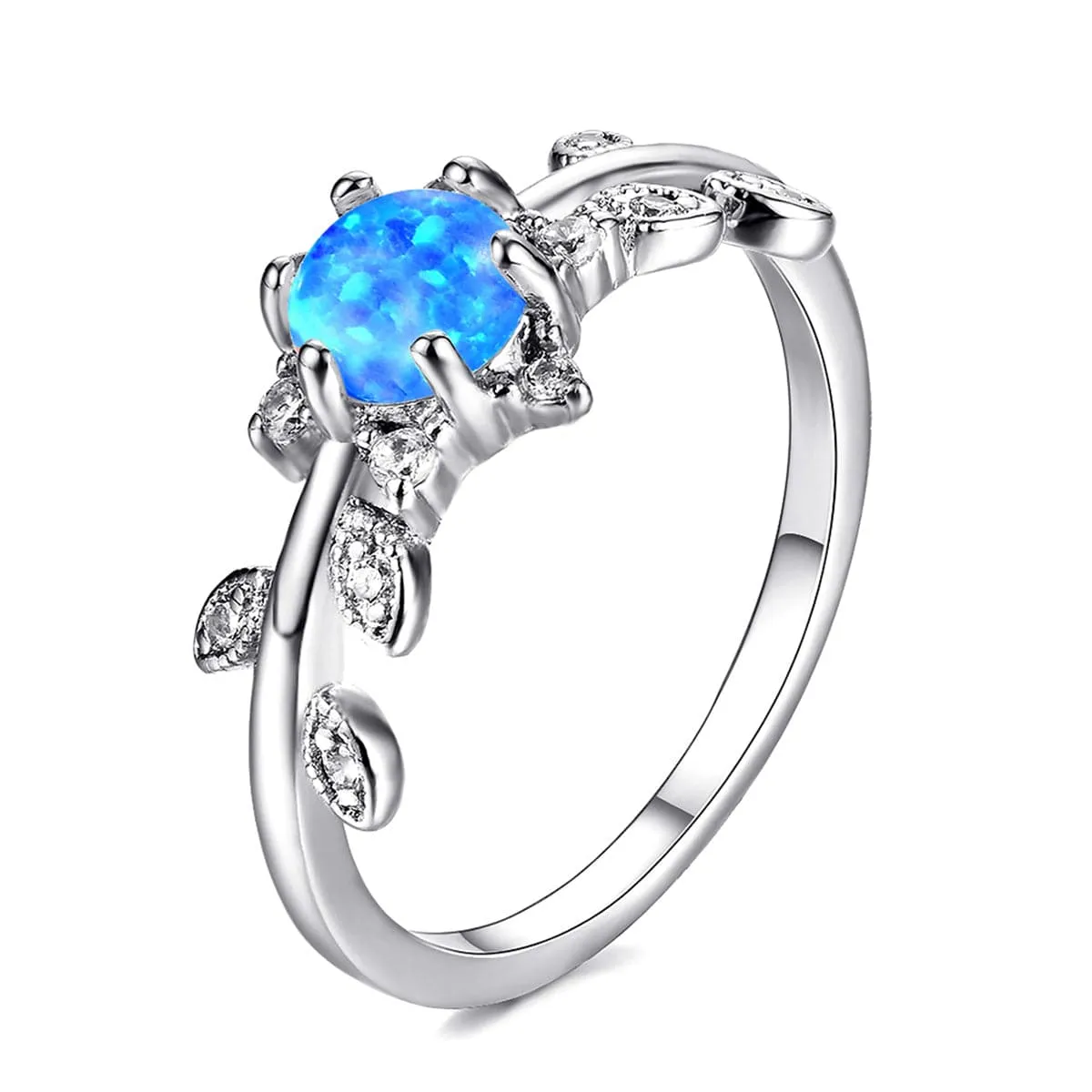 Blue Opal & Cubic Zirconia Botany Ring