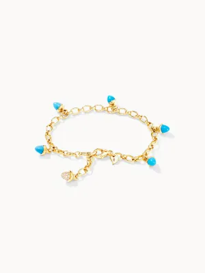 Bracelet MIKADO Charm 'Turquoise' with Diamond Pavé Turquoise