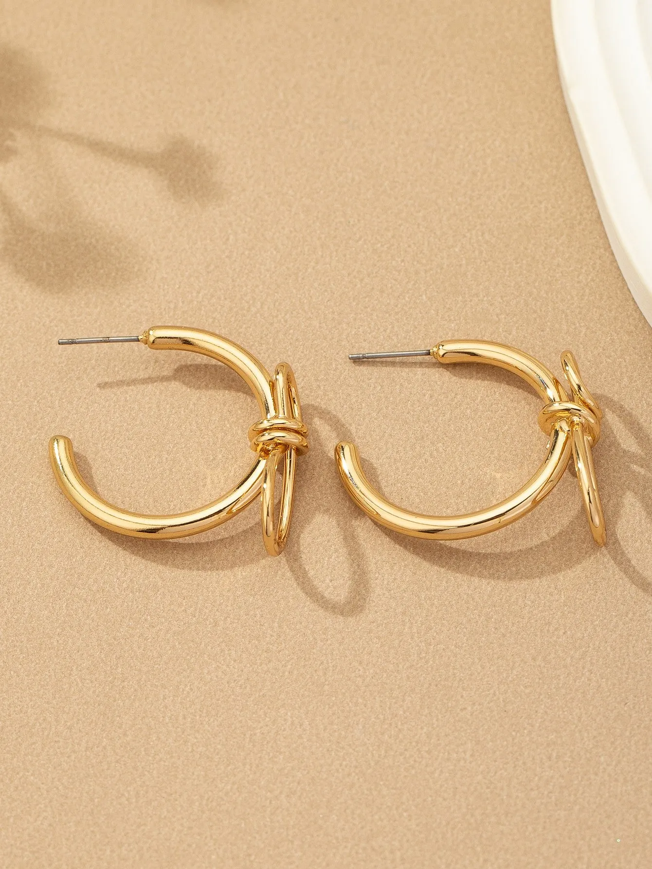 Brass Bow Hoop Earrings