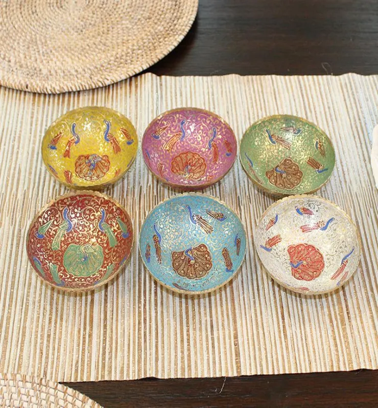 Brass Enamel Bowls Set of 3