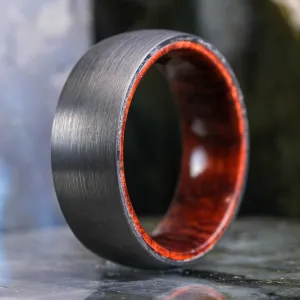 Brushed Silver Band / Koa Wood Interior - 8mm