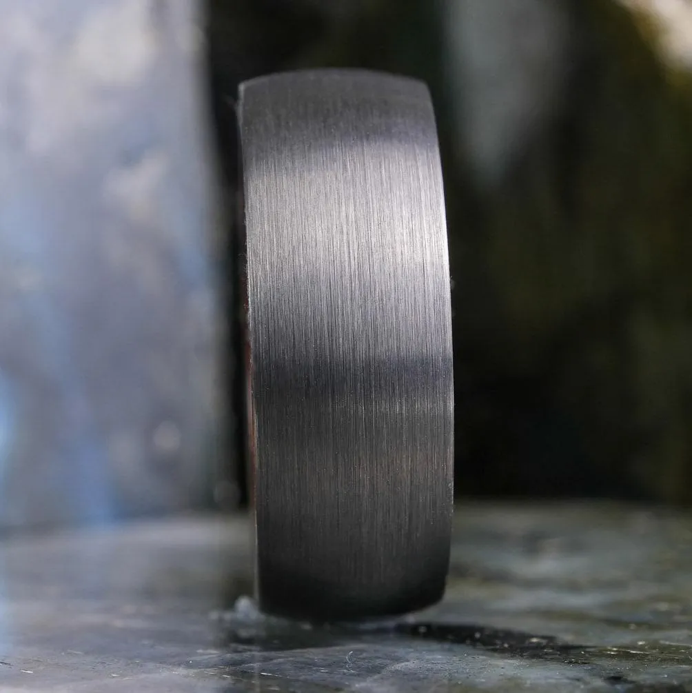 Brushed Silver Band / Koa Wood Interior - 8mm