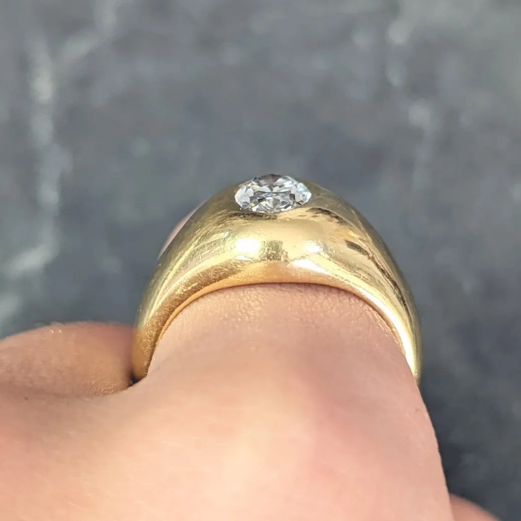 Cartier 1960's 1.22 CTW Oval Cut Diamond 18 Karat Yellow Gold Unisex Signet Ring
