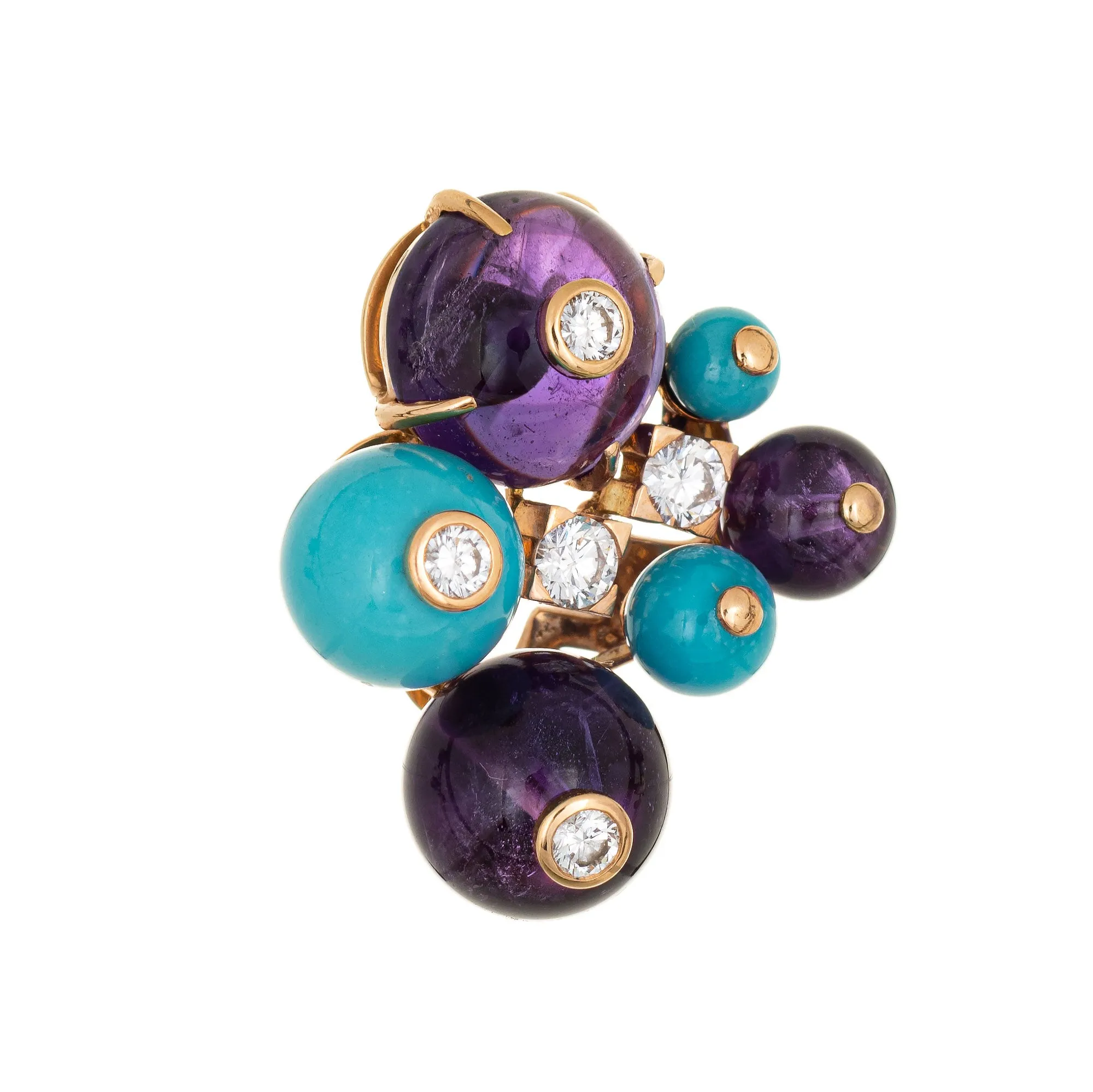 Cartier Delices de Goa Turquoise Amethyst Pendant 18k Gold COA Estate Jewelry