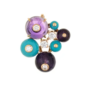 Cartier Delices de Goa Turquoise Amethyst Pendant 18k Gold COA Estate Jewelry