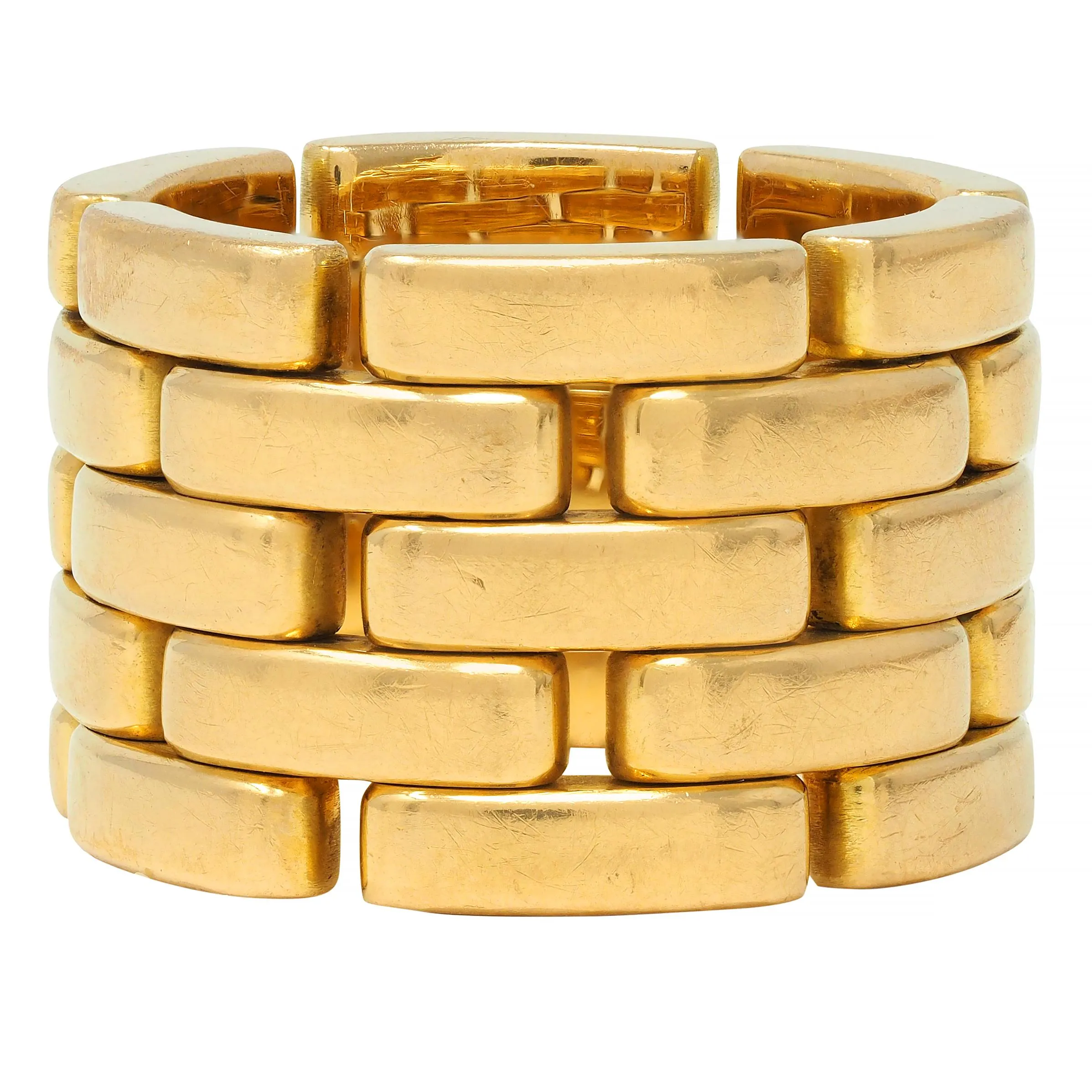 Cartier France 18 Karat Yellow Gold Wide Maillon Panthére Unisex 54 Band Ring