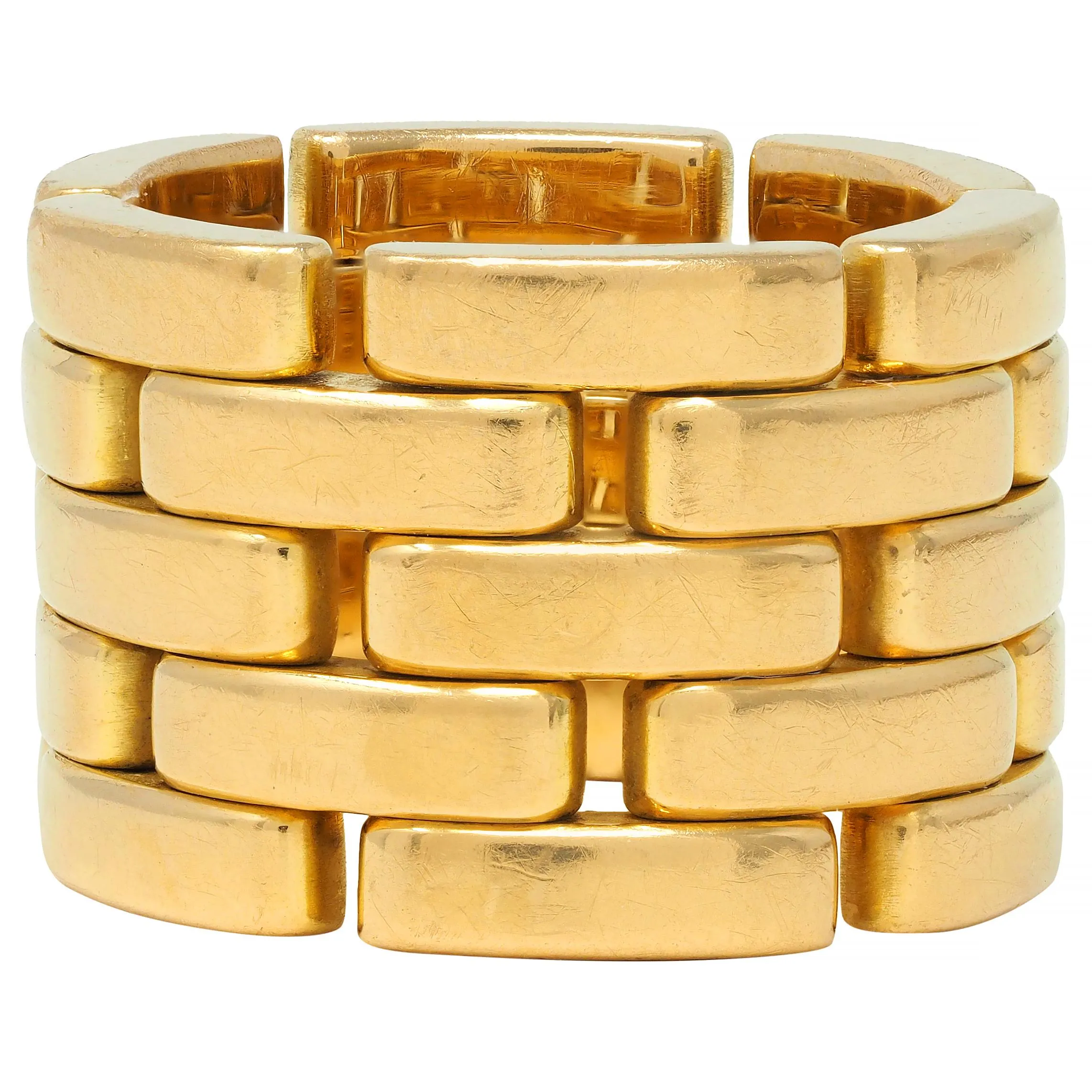 Cartier France 18 Karat Yellow Gold Wide Maillon Panthére Unisex 54 Band Ring