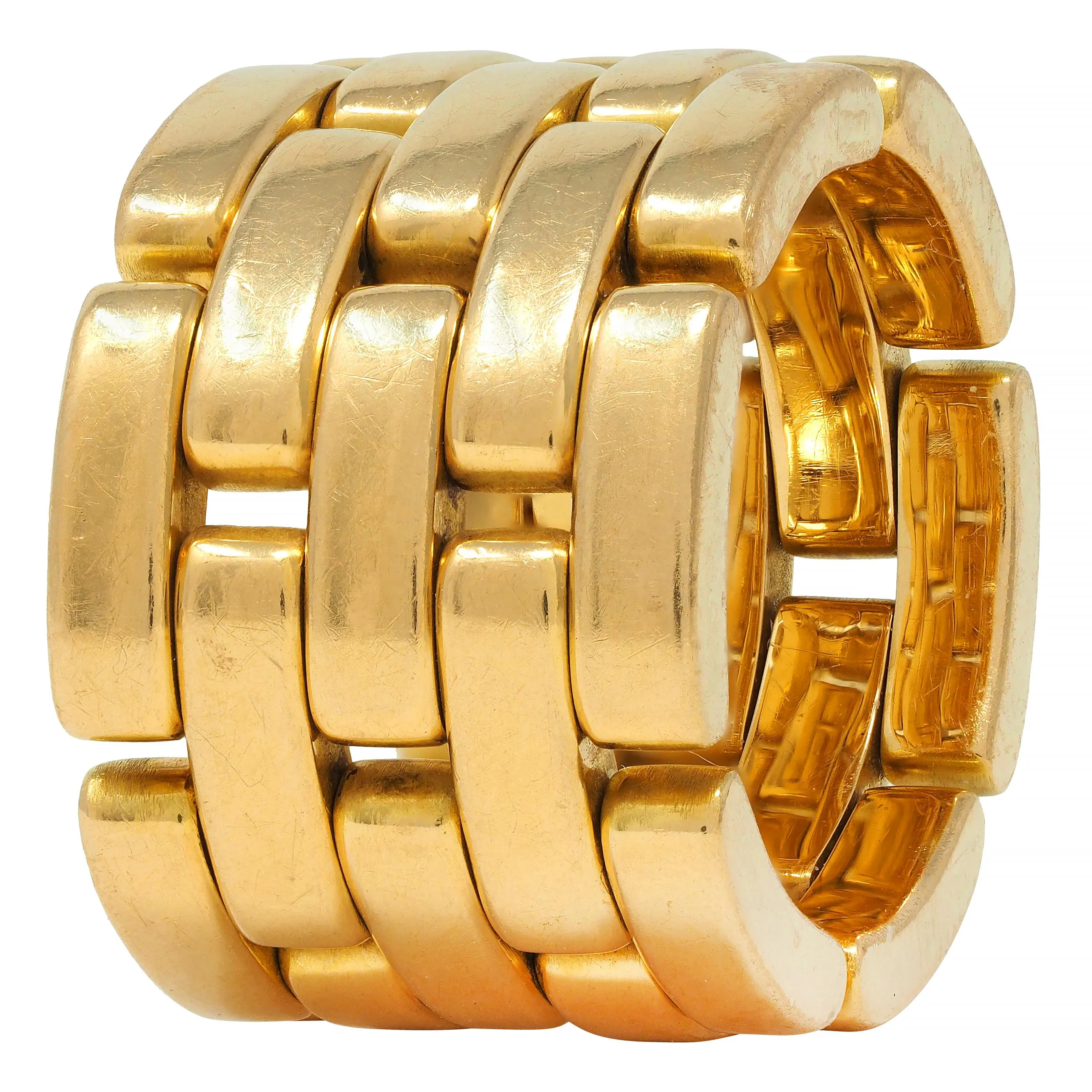 Cartier France 18 Karat Yellow Gold Wide Maillon Panthére Unisex 54 Band Ring