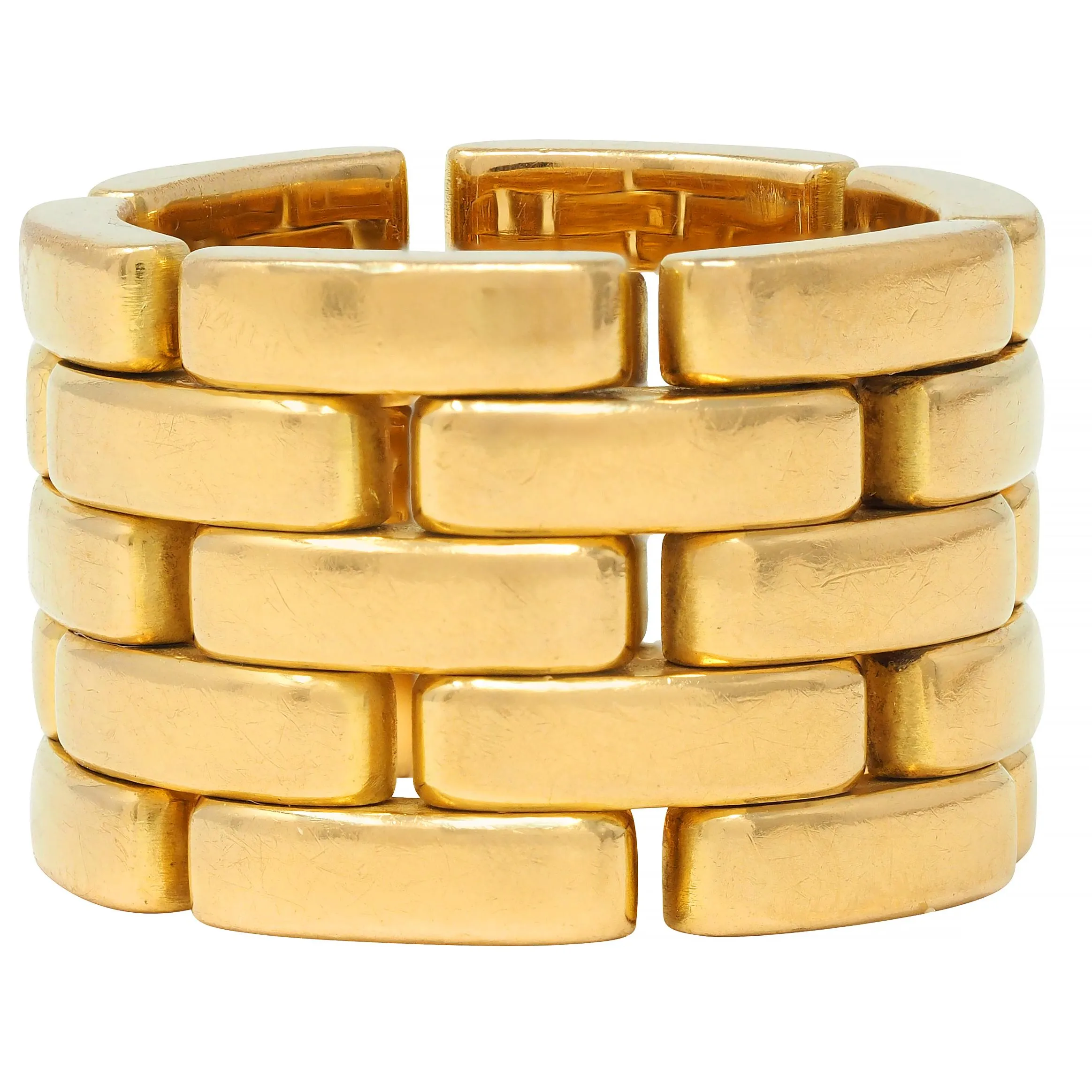 Cartier France 18 Karat Yellow Gold Wide Maillon Panthére Unisex 54 Band Ring