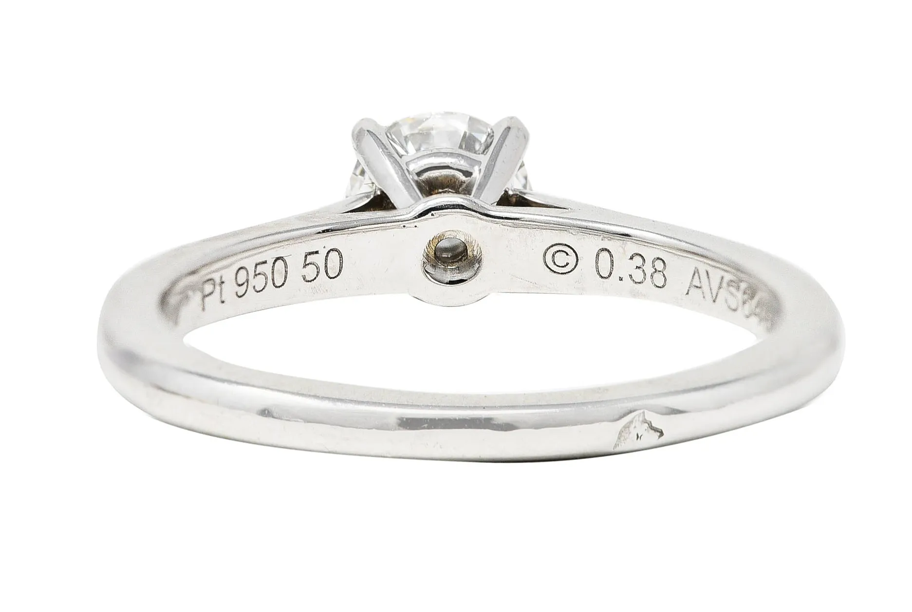 Cartier French Contemporary 0.38 CTW Diamond Platinum Solitaire Ring GIA