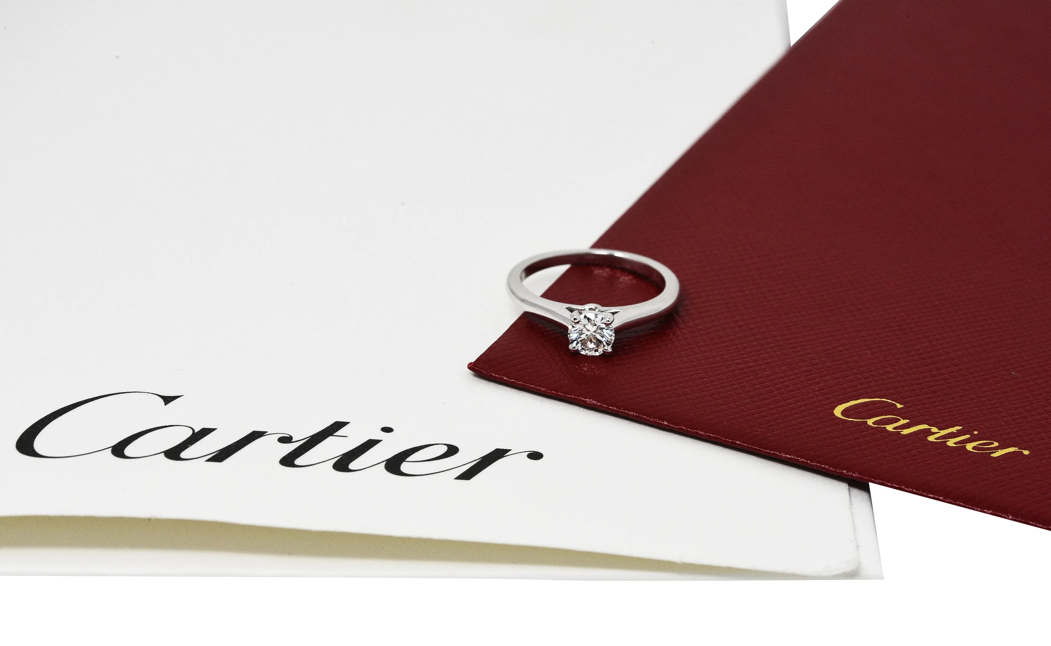 Cartier French Contemporary 0.38 CTW Diamond Platinum Solitaire Ring GIA