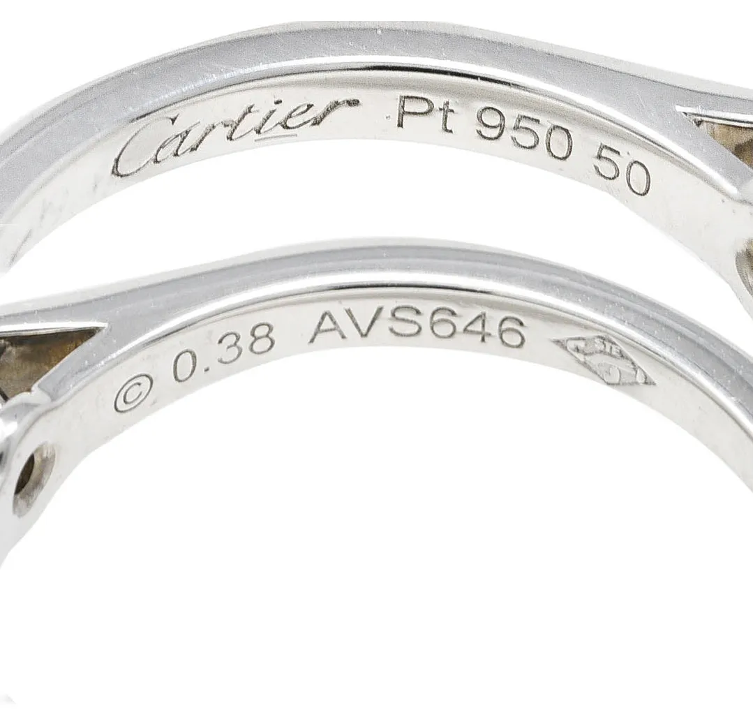 Cartier French Contemporary 0.38 CTW Diamond Platinum Solitaire Ring GIA