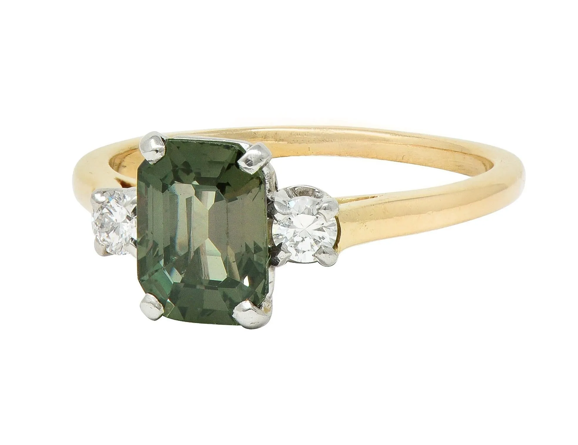 Cartier Mid-Century 1.66 CTW Alexandrite Diamond Platinum 14 Karat Yellow Gold Vintage Ring