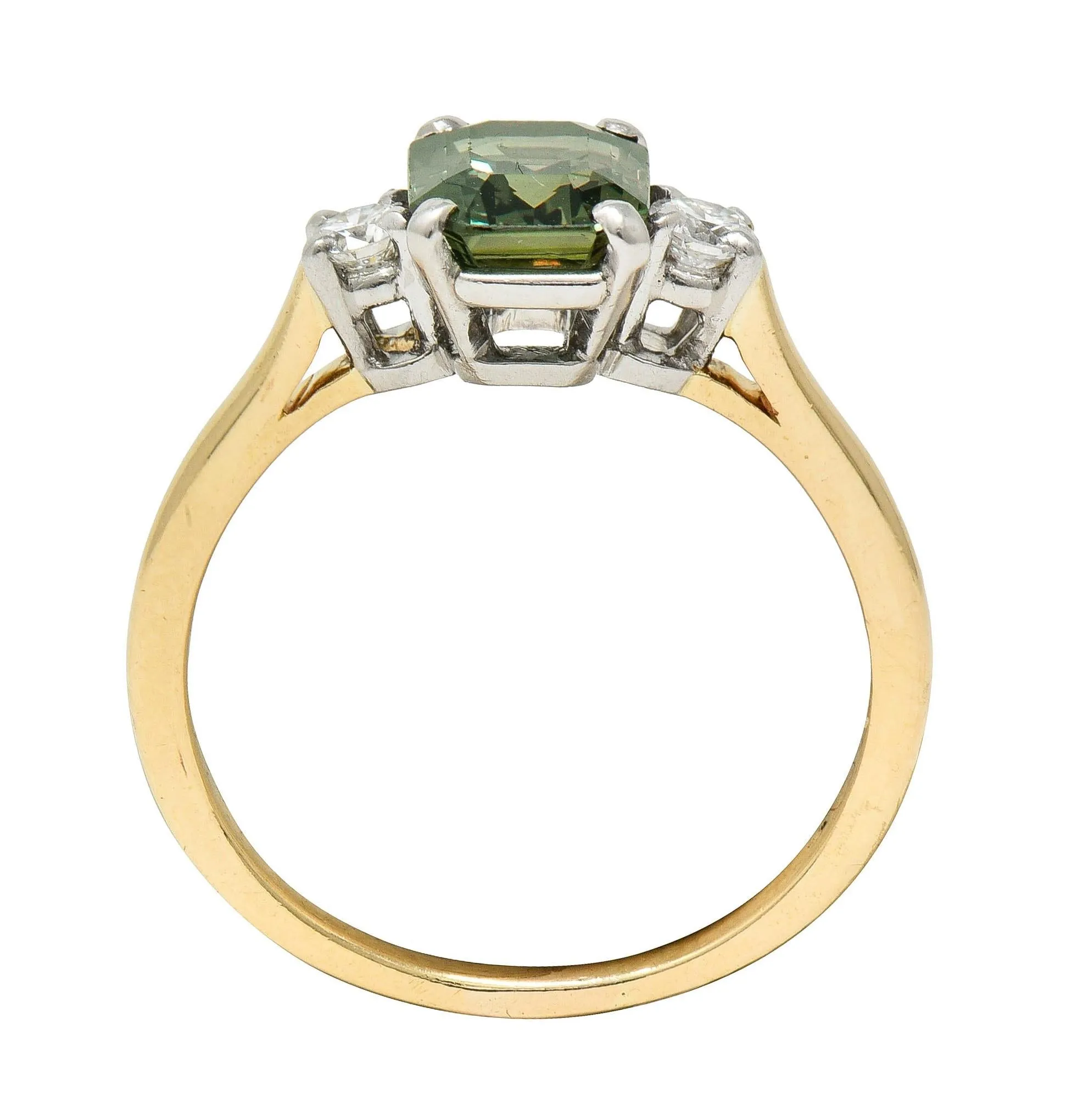 Cartier Mid-Century 1.66 CTW Alexandrite Diamond Platinum 14 Karat Yellow Gold Vintage Ring