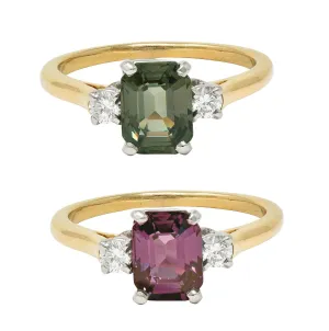 Cartier Mid-Century 1.66 CTW Alexandrite Diamond Platinum 14 Karat Yellow Gold Vintage Ring