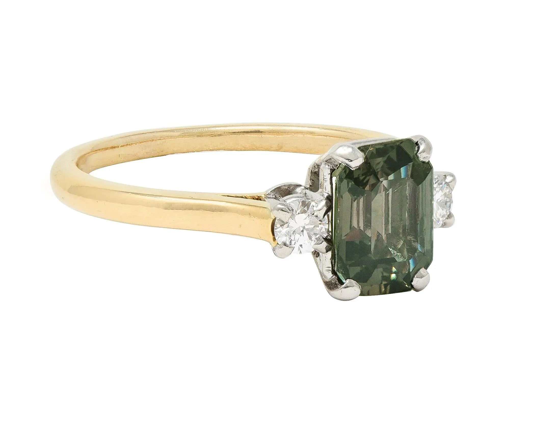 Cartier Mid-Century 1.66 CTW Alexandrite Diamond Platinum 14 Karat Yellow Gold Vintage Ring
