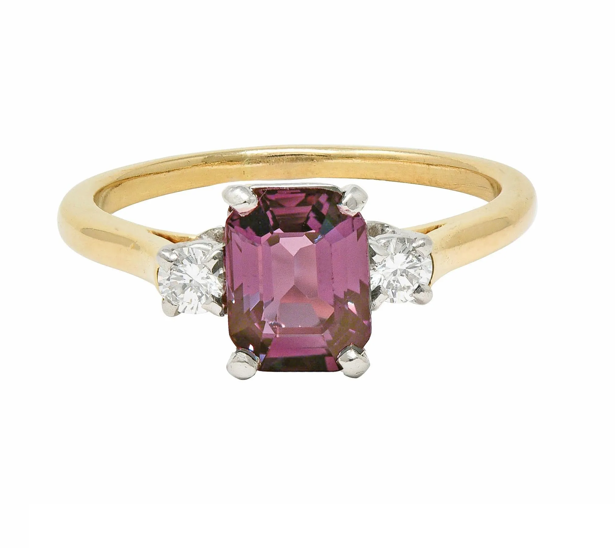 Cartier Mid-Century 1.66 CTW Alexandrite Diamond Platinum 14 Karat Yellow Gold Vintage Ring