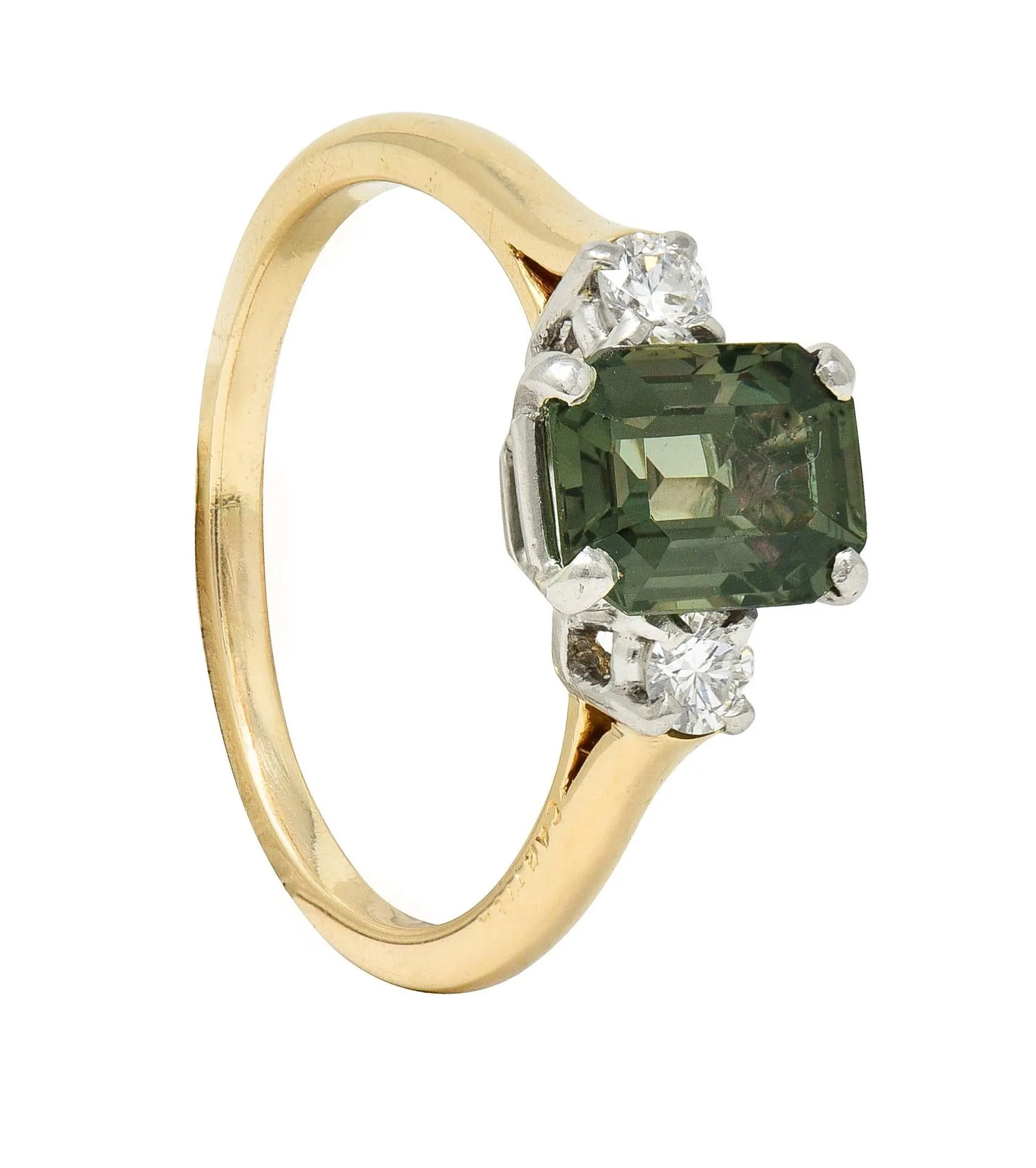 Cartier Mid-Century 1.66 CTW Alexandrite Diamond Platinum 14 Karat Yellow Gold Vintage Ring