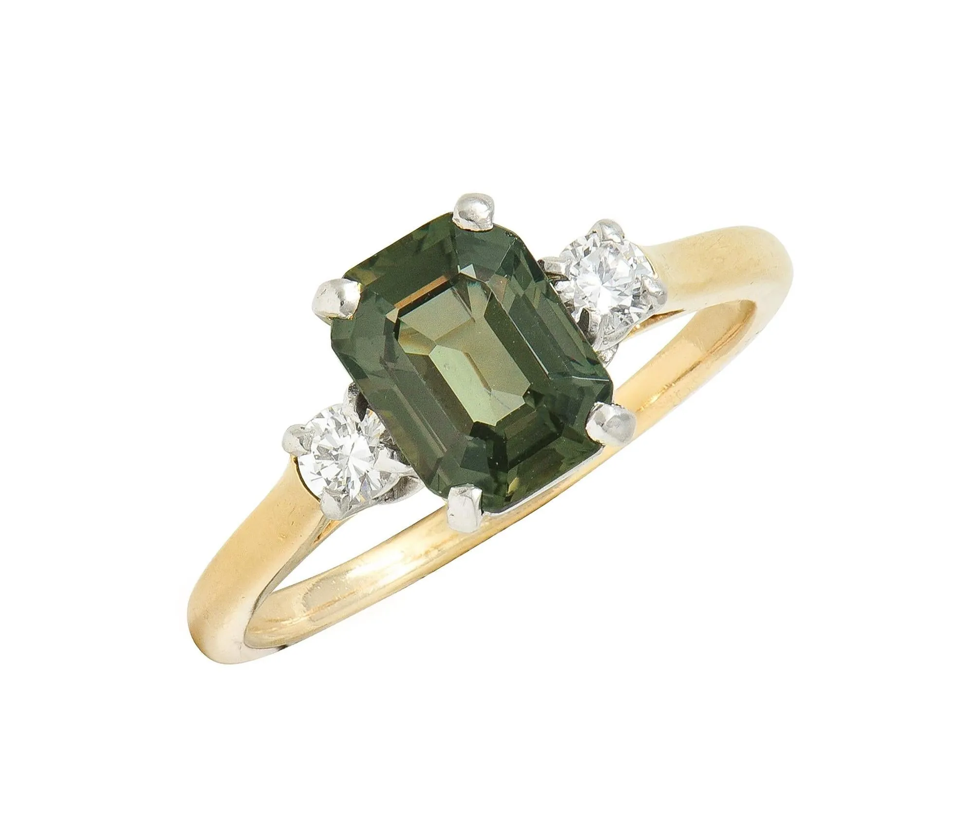 Cartier Mid-Century 1.66 CTW Alexandrite Diamond Platinum 14 Karat Yellow Gold Vintage Ring