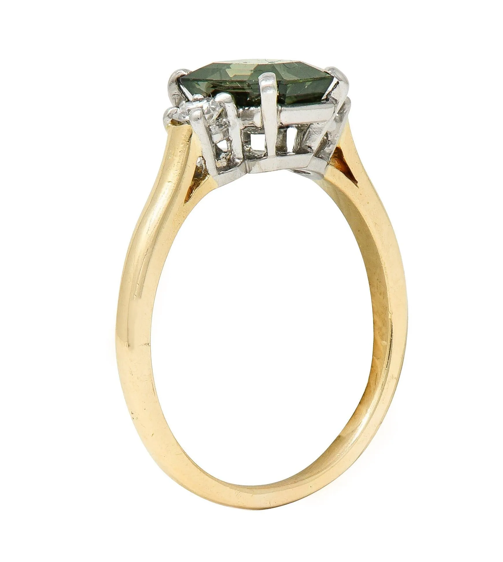Cartier Mid-Century 1.66 CTW Alexandrite Diamond Platinum 14 Karat Yellow Gold Vintage Ring